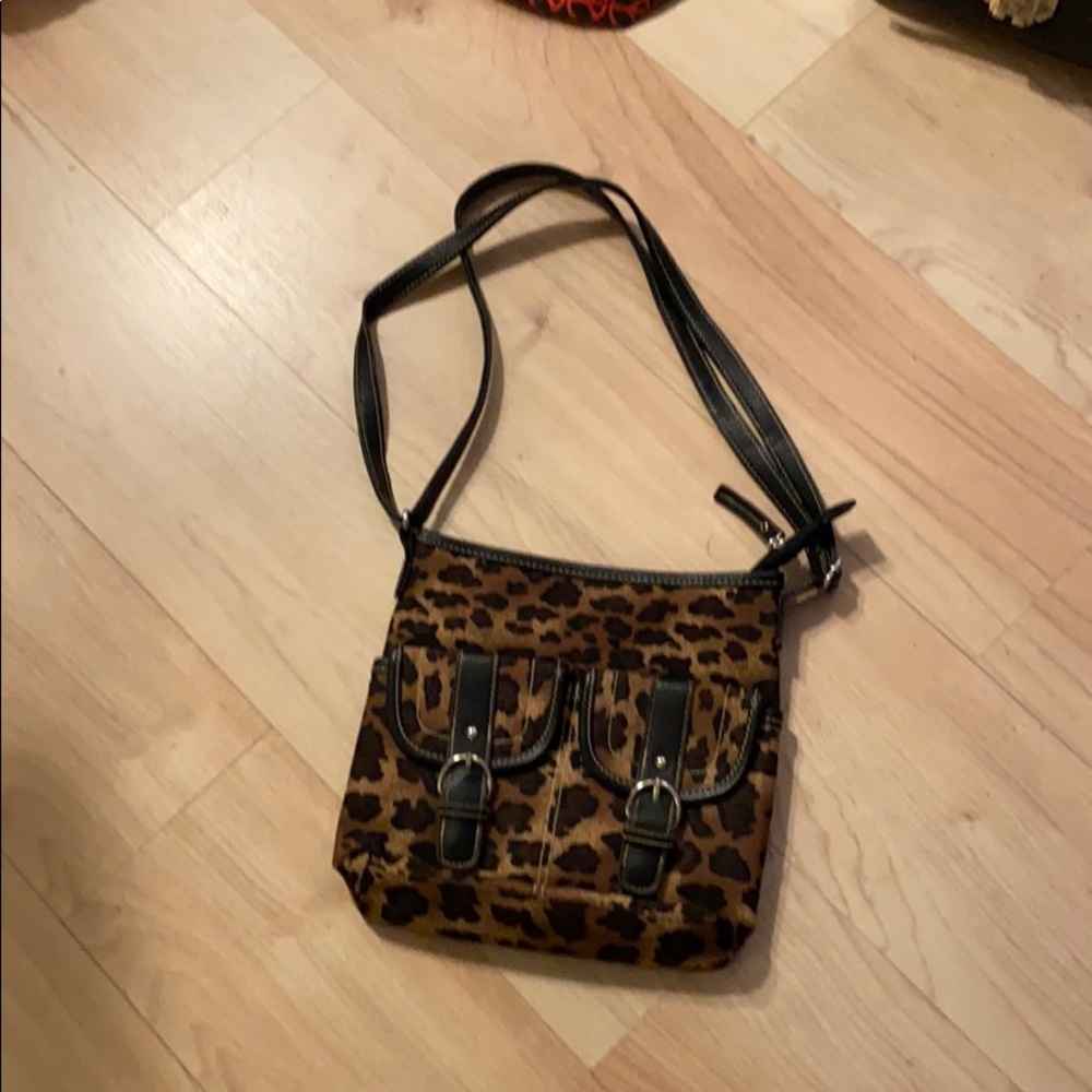 Canvas & Leather Animal Print Bag